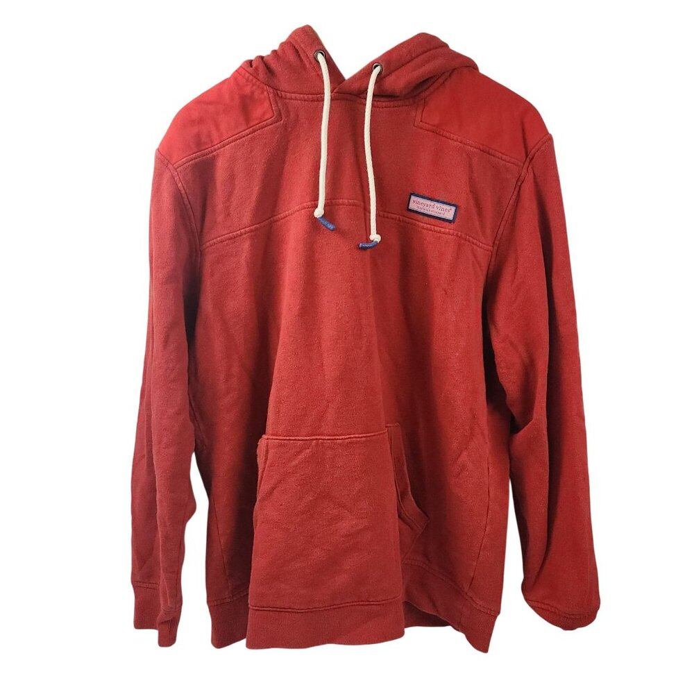 Vineyard Vines Heavy Hoodie Sweatshirt Red & Striped Size L 100% Cotton